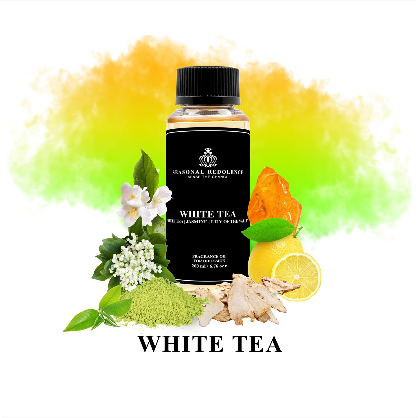 Indulge in the luxurious aromas of our White Tea Luxury Fragrance Diffuser Oil. With top notes of zesty lemon and white tea, the middle notes of delicate jasmine and lily of the valley envelop you in a serene and refreshing experience, while the base notes of musk, wood, and amber add a warm and sensual touch. Elevate the atmosphere in your home with this sophisticated and exclusive fragrance.